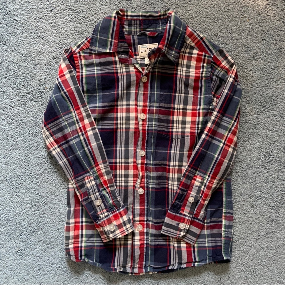 Boys plaid button down shirt Children’s Place 5/6